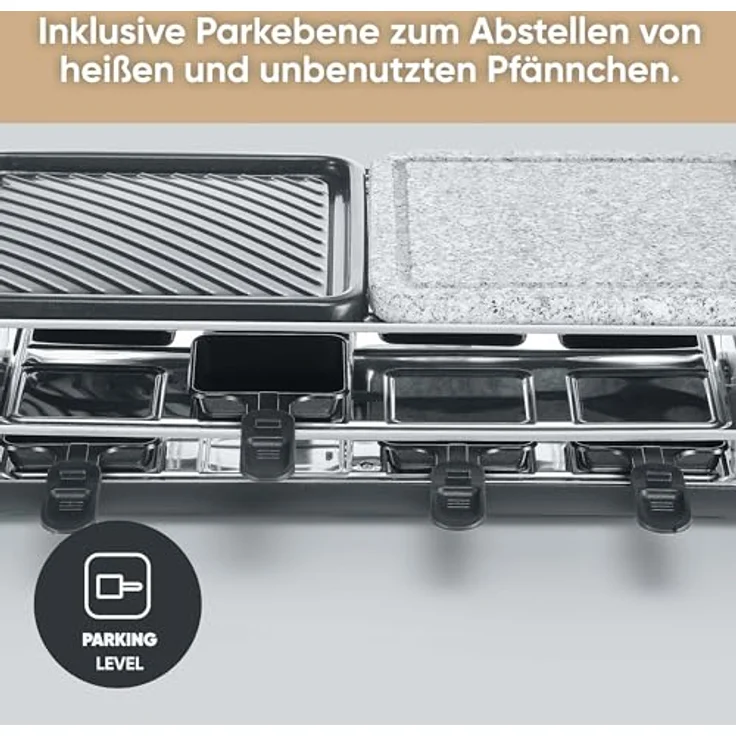 SEVERIN Raclette-Grill Black Line RG 2366, Tischgrill für 8 Personen mit Naturgrillstein & antihaftbeschichteter-Grillplatte – Bild 4