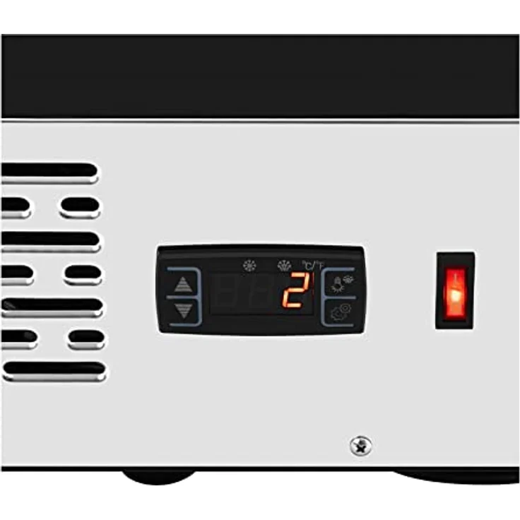 Royal Catering 3-stöckige verglaste Kühlvitrine RCCC-160ST, 160 l, Edelstahl, digitale Temperatureinstellung 2-10 °C, LED-Beleuchtung – Bild 2