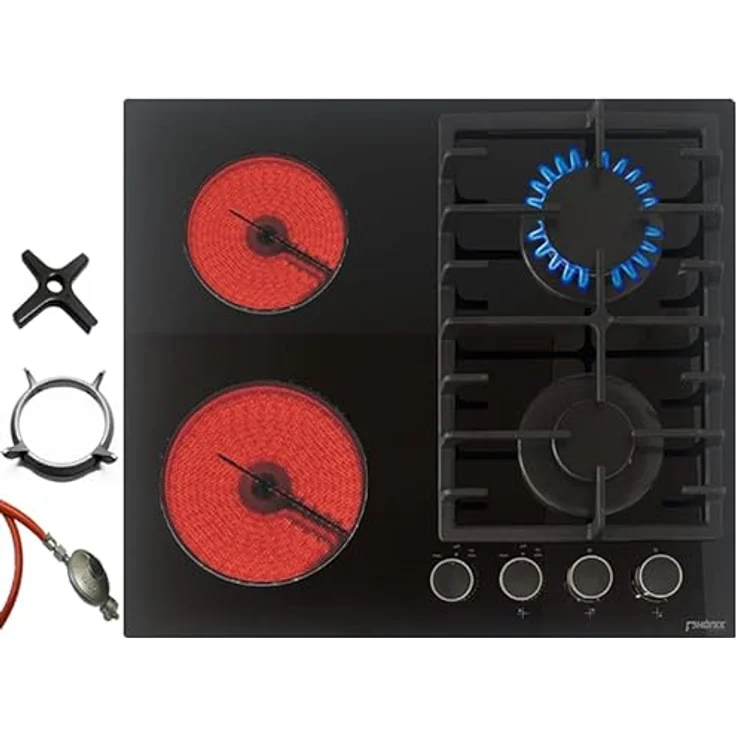 Phönix PG-604ET kombi Gaskochfeld Einbau Glaskeramik Kochfeld Gaskocher 4 Kochplatten autark Glas (freistehend- / Einbau- Gaskochfeld) + Zubehör – Bild 1