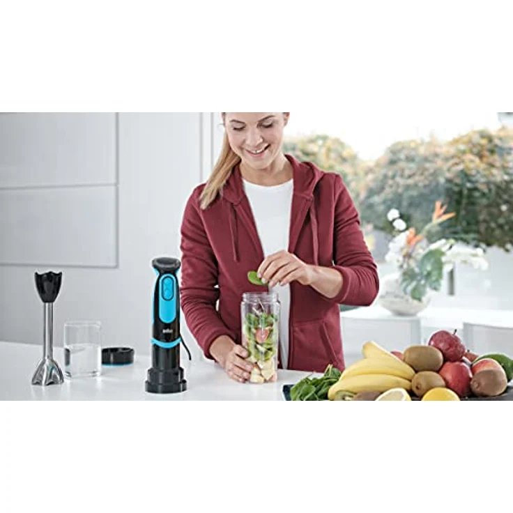 Braun Household MultiQuick 5 Vario Fit Sportflasche mit Trinkdeckel - Smoothie Becher für unterwegs, spülmaschinenfest, 600 ml, schwarz/blau – Bild 4