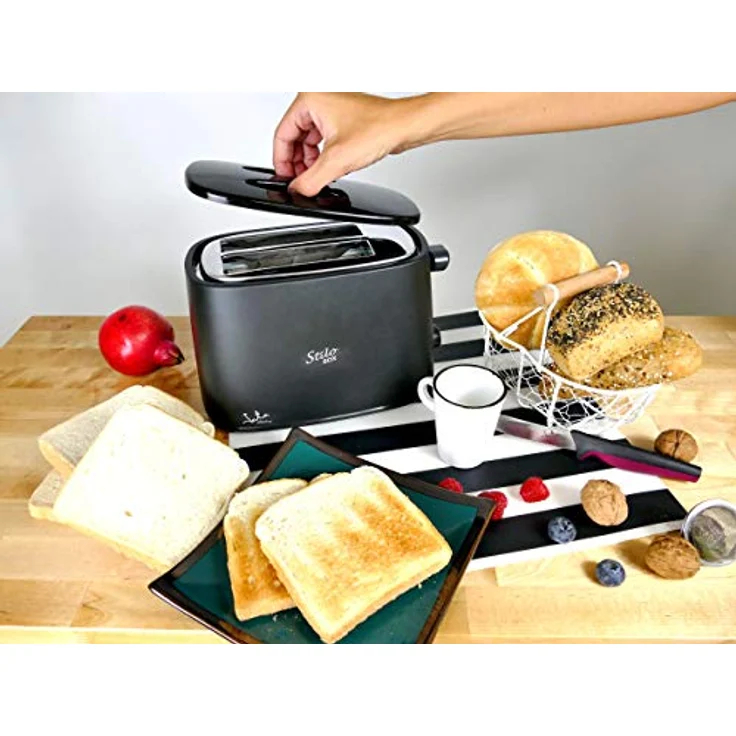 Toaster schwarz mit Jata TT631 Schutzkappe und zwei extra breiten Schlitzen Mit elektronischer Bräunungswahl 6 Positionen. Körper mit kühlem Touch. Krümelschublade Automatische Brotzentrierung – Bild 6