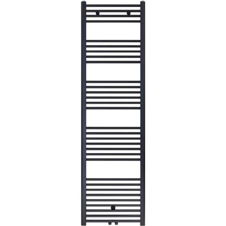 Belrad® Badheizkörper, Handtuchheizkörper aus Qualitätsstahl, schwarz pulverbeschichtet, wandmontierbar & wasserbetrieben, 6 Anschlussmöglichkeiten, robust und langlebig – Bild 1