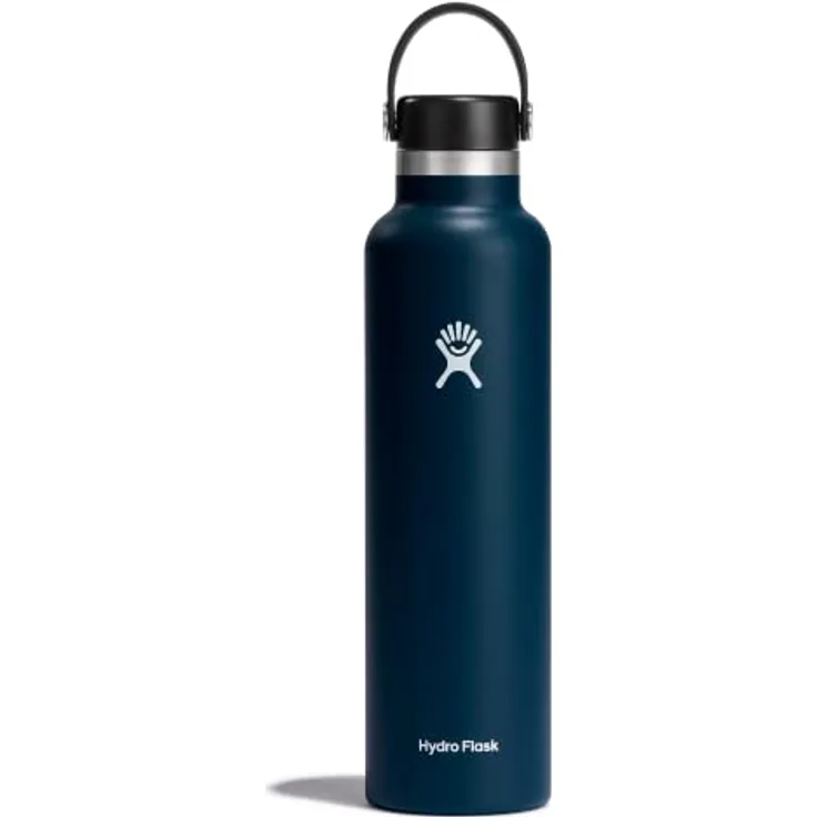 HYDRO FLASK - Trinkflasche 709ml (24oz) - Vakuumisolierte Wasserflasche aus Edelstahl - Sportflasche mit auslaufsicherem Flex Cap - Thermoflasche Spülmaschinenfest - Standard-Öffnung - Indigo