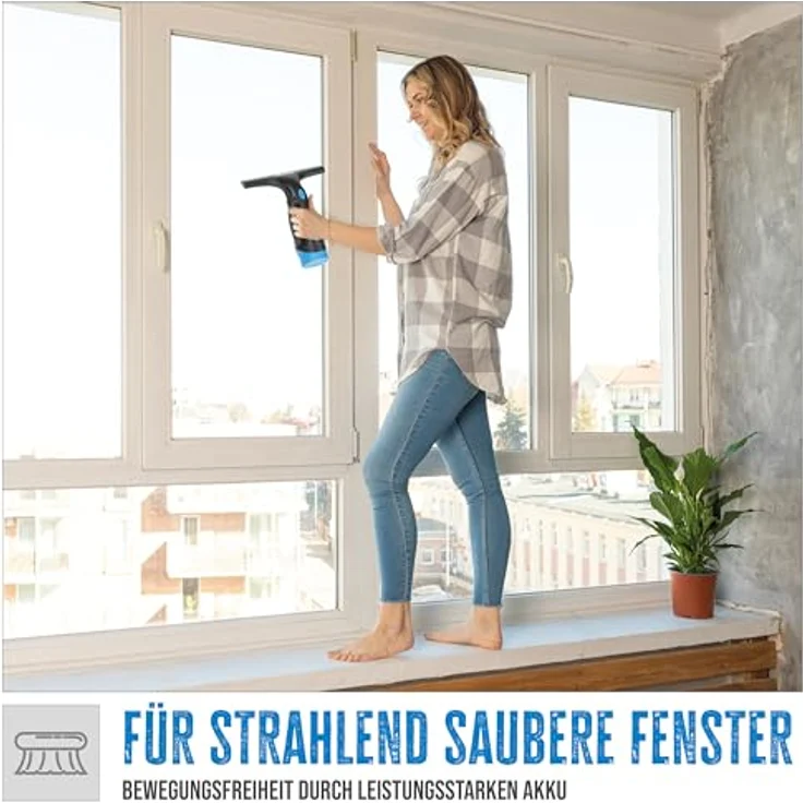 Güde Akku Fenstersauger GAFS 280 (3,7 V, 28 cm Arbeitsbr., 125 ml abnehmb. Schmutzwassertank, 1,8 kPa max. Unterdr., 30 min Arbeitszeit mit vollem Akku, inkl. Ladegerät, Sprühflasche & 2 Wischbezüge) – Bild 2