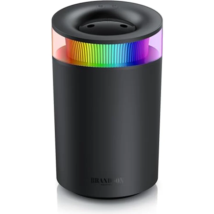 Arendo Luftbefeuchter 2,5 Liter leise - 7 LED Farben Stimmungslicht - 2 schaltbare Dampfausgänge - integriertes Aromaöl Fläschchen - 20m² Wohnzimmer Schlafzimmer Kinderzimmer - Schwarz – Bild 1