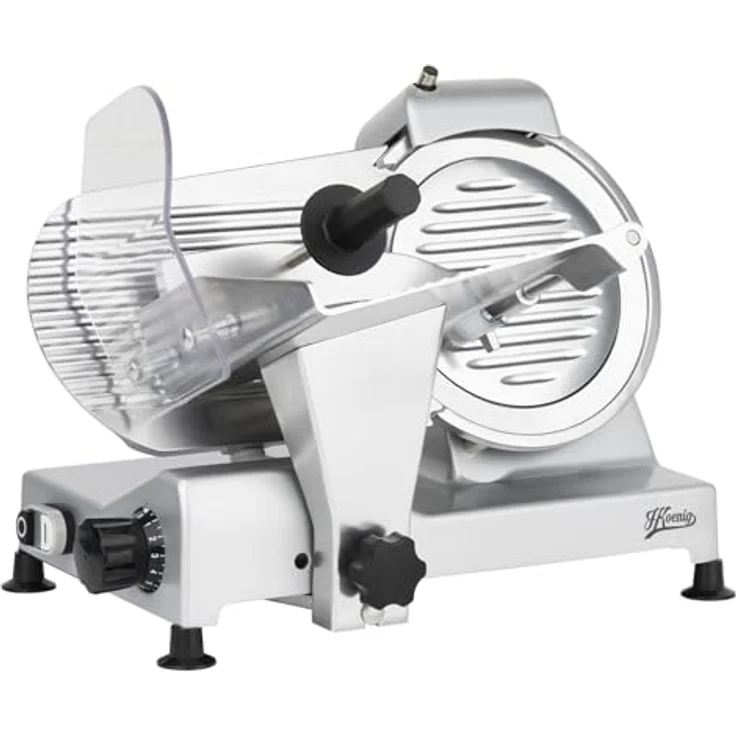 H.Koenig MSX220 Allesschneider - Schneidemaschine - Aufschnitt von 0 bis 12 mm Dicke - 22 cm Ø Messer - mit Messerschärfer - 240 Watt - silber – Bild 4