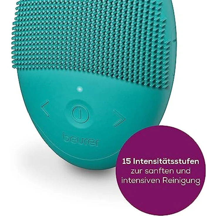 BEURER Elektrische Gesichtsreinigungsbürste FC 52 Laguna, 2-in-1 Funktion mit hautfreundlicher Silikonoberfläche, porentiefe Reinigung und sanfte Massage, blau – Bild 4