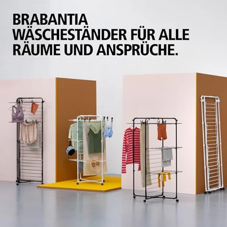 Brabantia HangOn Tower Drying Rack, 23 m (weiß), klappbarer und platzsparender Standtrockner mit Rollen und Aufhängehaken – Bild 9