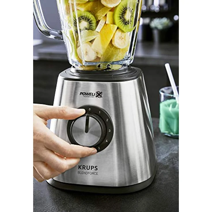 Krups KB 439D Blendforce+ Standmixer, 1600W, 5 Geschwindigkeitsstufen, Puls-Funktion, 1,75 L Behälter, silber  – Bild 4