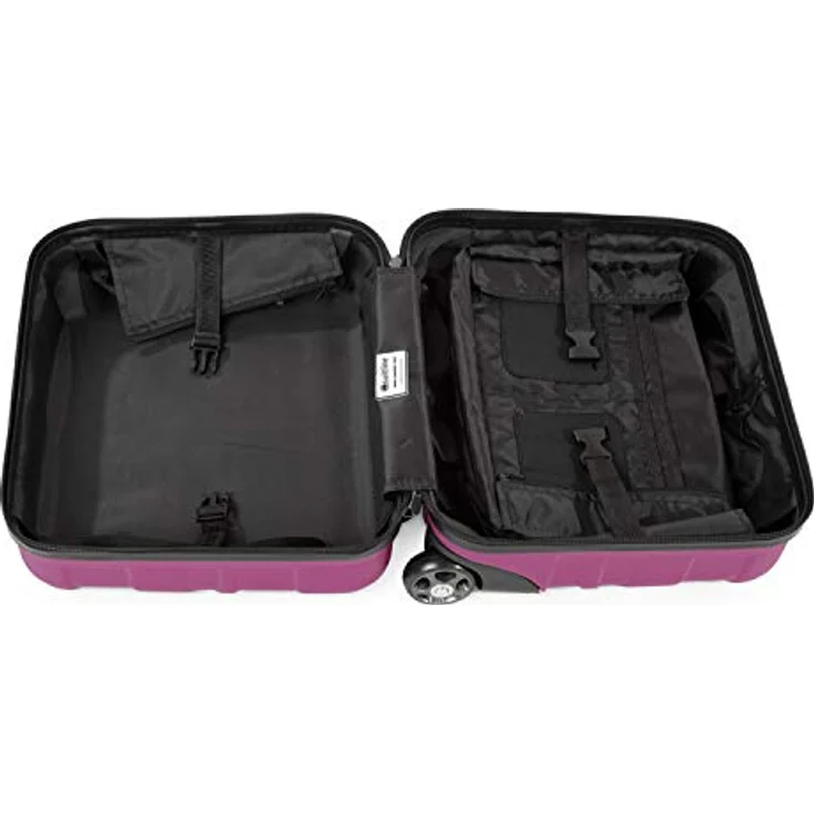 SUITLINE Pilotentrolley Hartschale, Business Trolley, Kabinengepäck, Handgepäck Trolley, Pilotenkoffer, Bordcase, Bordgepäck, TSA, ABS, 4 Rollen, Magenta  Silber – Bild 8
