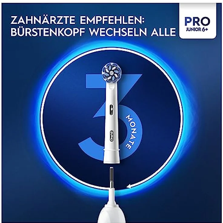 Oral-B, Elektrische Zahnbürste, Pro Junior 6+, wiederaufladbar, besonders weiche Borsten, für Kinder, blau – Bild 7