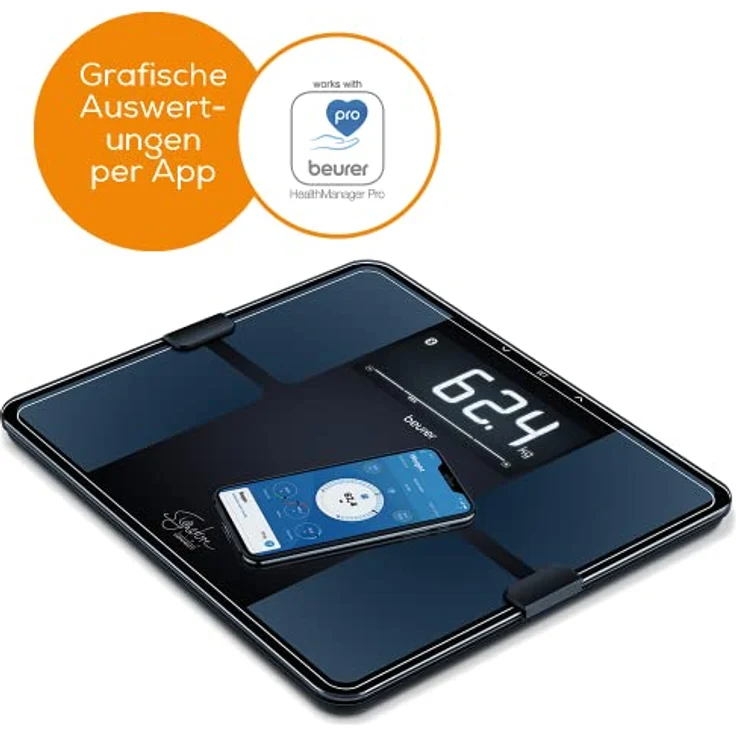 Beurer BF 915 Digitale Personenwaage Wägebereich (max.)=200kg Schwarz Mit Bluetooth – Bild 3