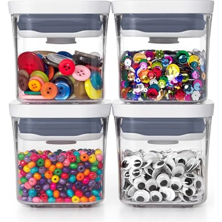 OXO Good Grips Mini-Pop-Behälter-Set, 4-teilig mit integriertem Sieb und silikonischem Ventil zur Vermeidung von Lecks – Bild 1