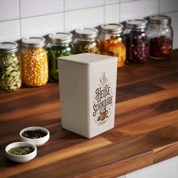 speecheese Heiße Schokolade Metalldose 900ml mit Vintage-Illustration und charmantem Spruch, Beige – Bild 5