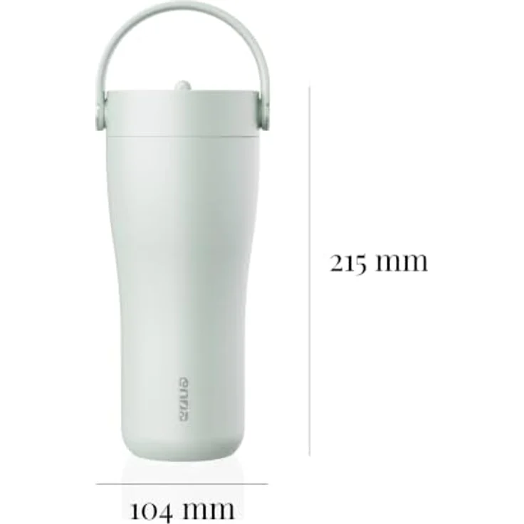 EQUA Carry Cup, Edelstahl Isolierte Trinkflasche mit klappbarem Strohhalm und weichem Tragegriff, 600ml, 15 Stunden kalt oder 8 Stunden heiß, 100% auslaufsicher, Mint – Bild 2