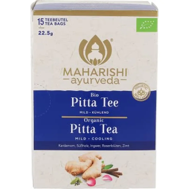 Maharishi Ayurveda Pitta Tee Bio, ayurvedischer Gewürztee im Teebeutel, 22,5 g aus kontrolliertem ökologischem Anbau