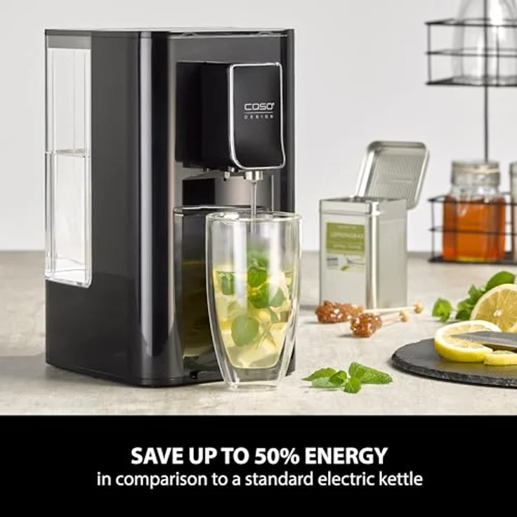 Caso HW 550 Turbo Heißwasserspender, 2600 Watt, für die Zubereitung von Tee, löslichem Kaffee, Babynahrung, Wassertank 2,9 l Kapazität, 7 einstellbare Temperaturstufen von 40 - 100 °C, schwarz – Bild 2