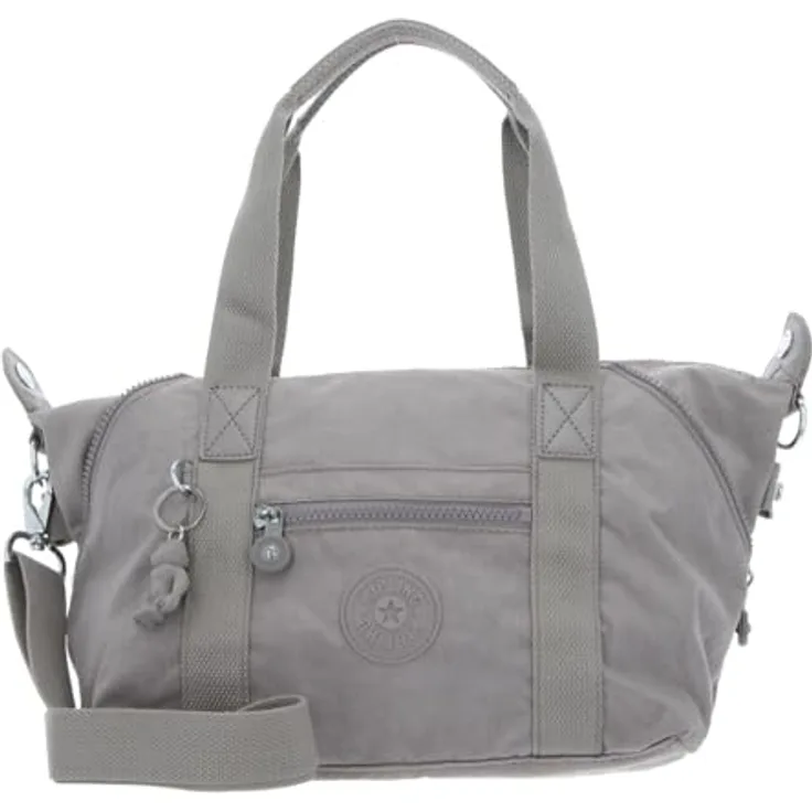 Kipling Classics Basic Art Mini Handtasche, Damen, 28 cm, grau, strapazierfähiges Material, verstellbarer Schulterriemen, viel Stauraum