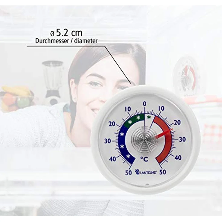 Lantelme 5 Stück Kühlschrankthermometer Set selbstklebend Kühl Gefrierschrank Thermometer analog weiß – Bild 4
