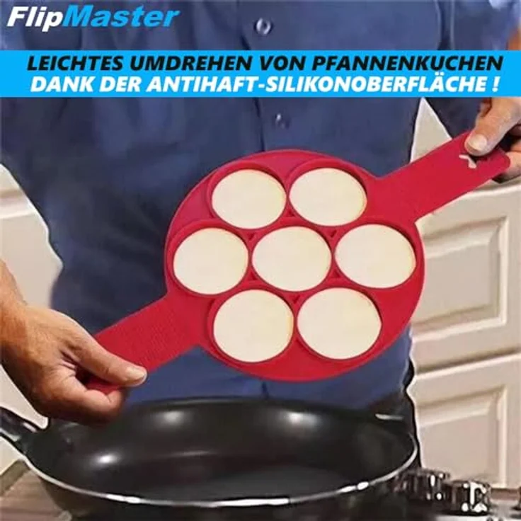 MAVURA FlipMaster Flipper-Form Pfannenwender Silikon Eier, Pfannkuchen Maker Omelett Wender Küchenhelfer Backform – Bild 2