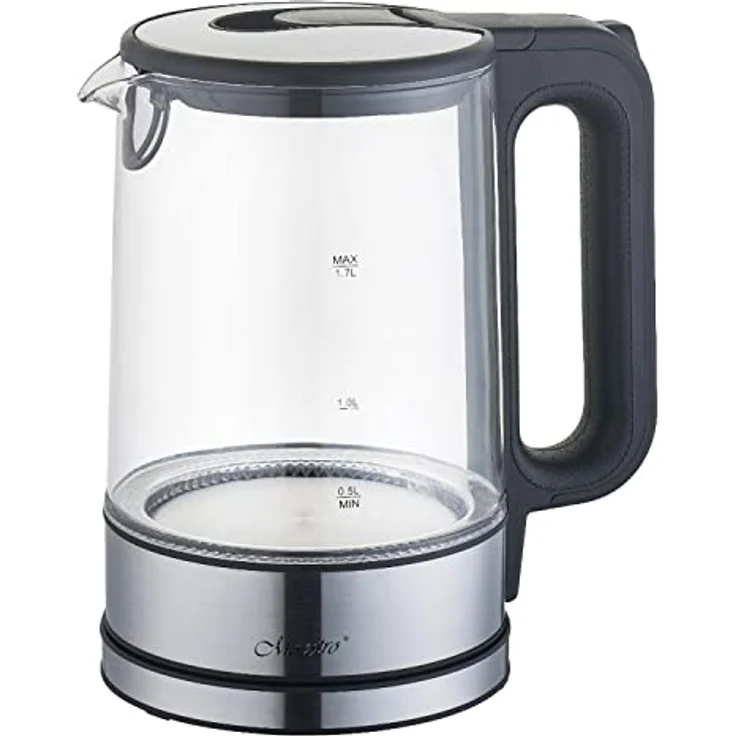 Maestro MR-053 Elektrischer Glas-Wasserkocher mit LED-Beleuchtung 360° Basis Edelstahl 2200W, 1,7L Fassungsvermögen, Überhitzungs- und Sicherheitsvorrichtung, Automatische Abschaltung. - Preisvergleich – Bild 1