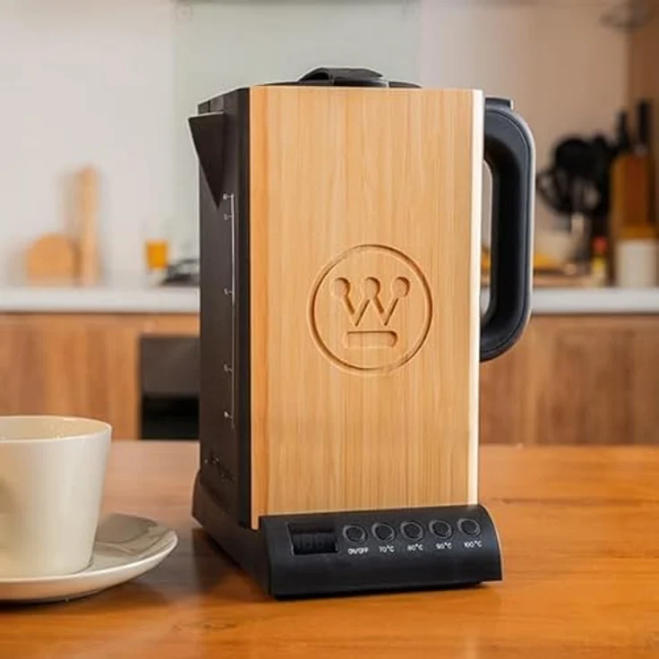 Westinghouse Bambus Elektrischer Teekocher, 1.7 Liter, Temperatureinstellung, Warmhaltefunktion, Kalkfilter, Trockengehschutz, Bambus-Design – Bild 2