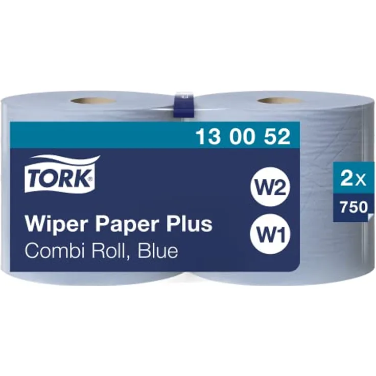 Tork 130052 Starke Mehrzweck Papiertücher für W1/W2 Systeme / 2-lagiges saugfähiges Papier in Blau / 2 x 255m