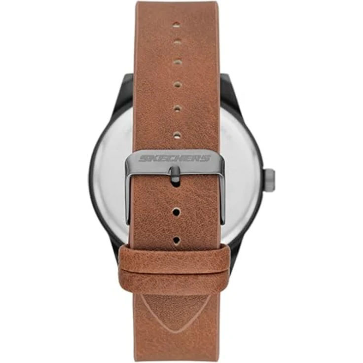 Skechers Herren Analog Quarz Uhr SR9065, 44-mm-Gehäuse, braunes Polyurethan Armband, wasserdicht bis 30 m, Mineralglas – Bild 3