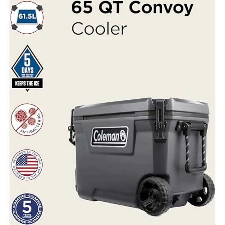 Coleman Convoy 65 QT, Kühlbox mit 29 l Nutzinhalt, 120 Stunden Kühlleistung, dunkelgrau – Bild 2