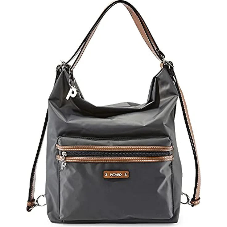 Picard Sonja, Beuteltasche und Rucksack aus Feinnylon mit Lederoptik, Grau – Bild 1