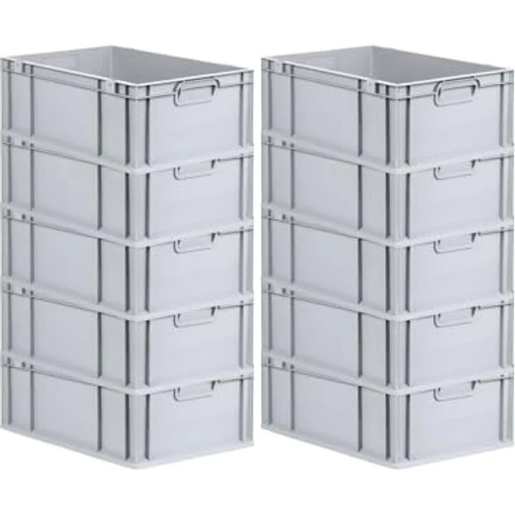 PROREGAL Eurobox NextGen Economy 10x SuperSparSet mit Scharnierdeckel & schwarzen Verschlüssen, 44 Liter, HxBxT 22x40x60cm, lebensmittelecht, robust, stapelbar – Bild 5