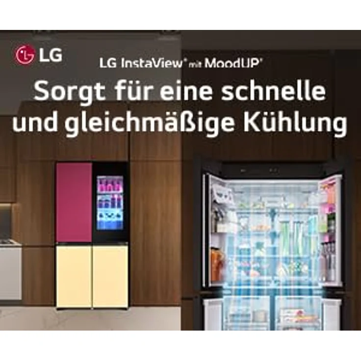 LG GMV960NNME Kühl-Gefrierkombination 617L, No-Frost, InstaView, DoorCooling+, Eiswürfelspender, silber, 4-türig, Klasse E – Bild 2