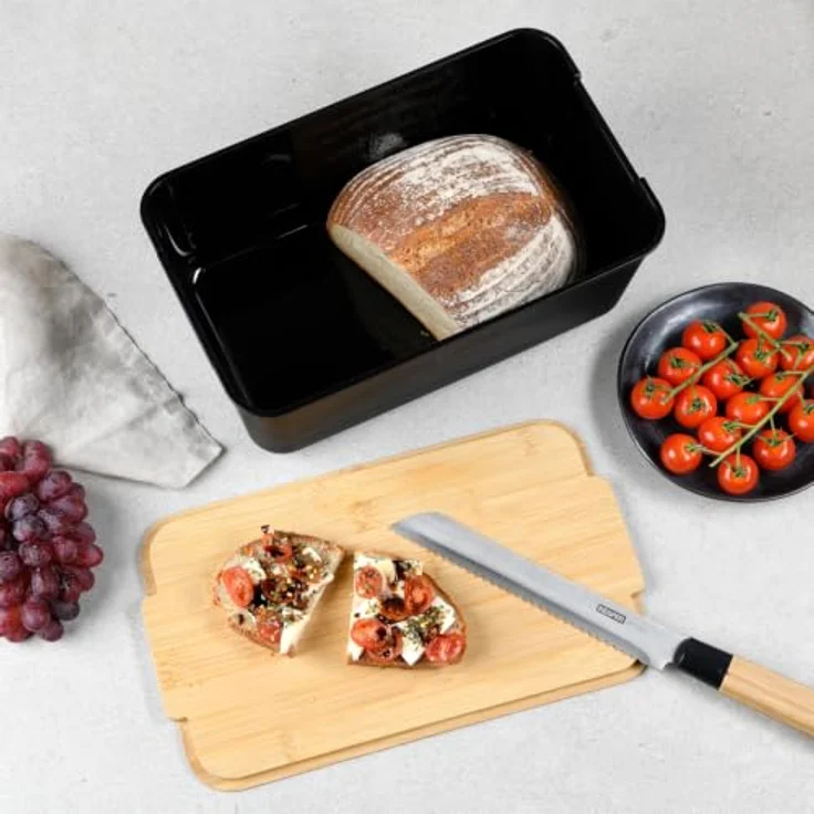 KESPER® Brotkasten Brotbox, Kunststoff mit Bambus-Deckel, als Schneidebrett nutzbar, 1-tlg – Bild 4