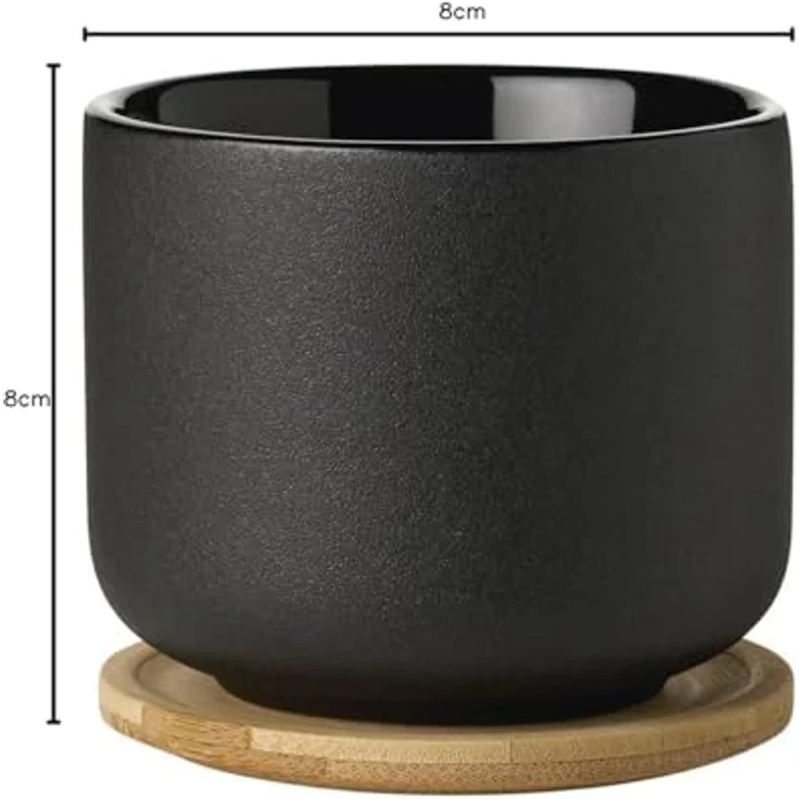 Stelton Theo Becher mit Untersetzer, Stein, schwarz, 8 x 8 x 8 cm – Bild 8