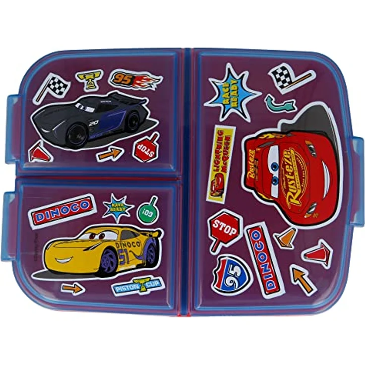 Disney Cars Lunchbox Brotdose Sticker 3 Fächer Lunch to Go Vesper Dose, Rot – Bild 4
