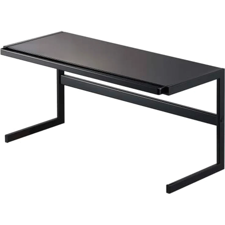 Yamazaki 4481 Tower Ausziehbares Küchenregal, Legierter schwarzer Stahl, verstellbare Länge von 54-92 cm, inkl. Haken, minimalistisches Design – Bild 2