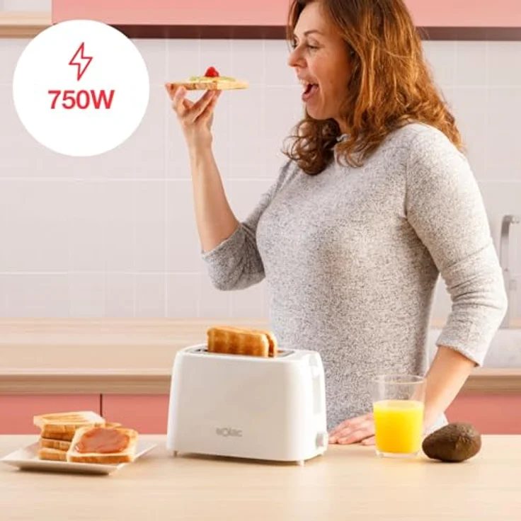 Solac Mini-Toaster Buon Giorno 750W in Weiß | 2 Schlitze für Toastbrot | 6-stufiger Bräunungsregler | Selbstzentrierungssystem | Herausnehmbare Krümelschublade | Kabelaufbewahrung – Bild 2