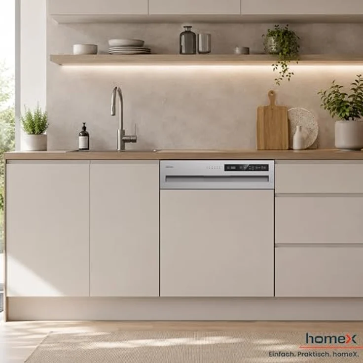 homeX DWSI601449E Geschirrspüler 60 cm, teilintegrierbar, 14 Maßgedecke, 6 Programme, leise mit 49 dB, Energieeffizienzklasse E – Bild 10