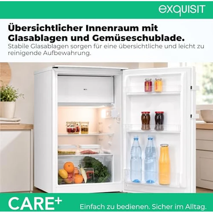 Exquisit KS16-4-HEA-090E Care Kühlschrank 121 l mit 4-Gefrierfach (15 l), Super-Kühl-Modus, elektronische Temperaturregelung, weiß – Bild 7