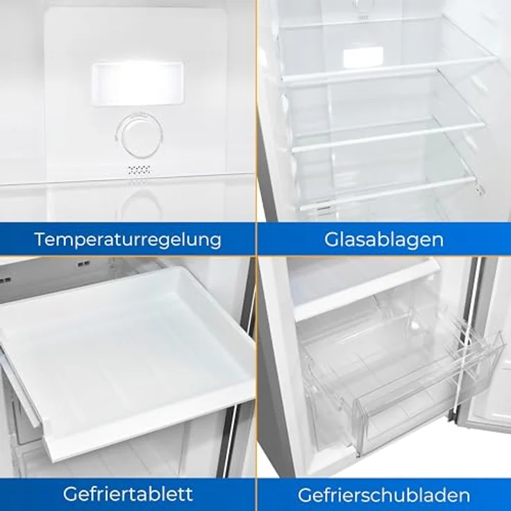 Exquisit Kühl-Gefrierkombination KGC265-70-NF-040C inoxlook | 253 L Volumen | Kühl Gefrierkombination No-frost | Türanschlag wechselbar | Kühlgefrierkombination freistehend – Bild 3