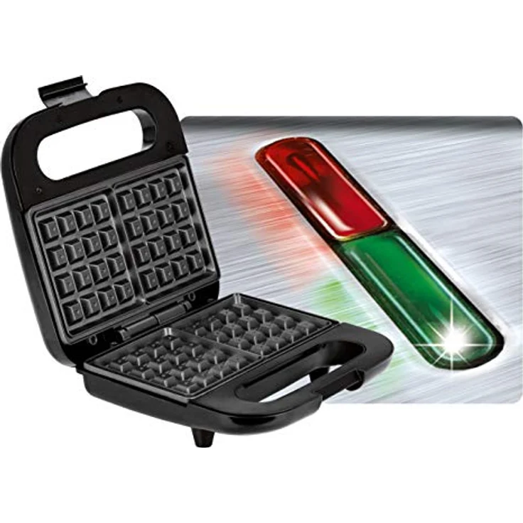 MPM MGO-39M Waffeleisen Professional für 2 Dicke belgische Waffeln, antihaftbeschichtete Platten, automatische Temperaturregelung, Edelstahlgehäuse, 1000W, Negro-Plata, 2 Gofres – Bild 4