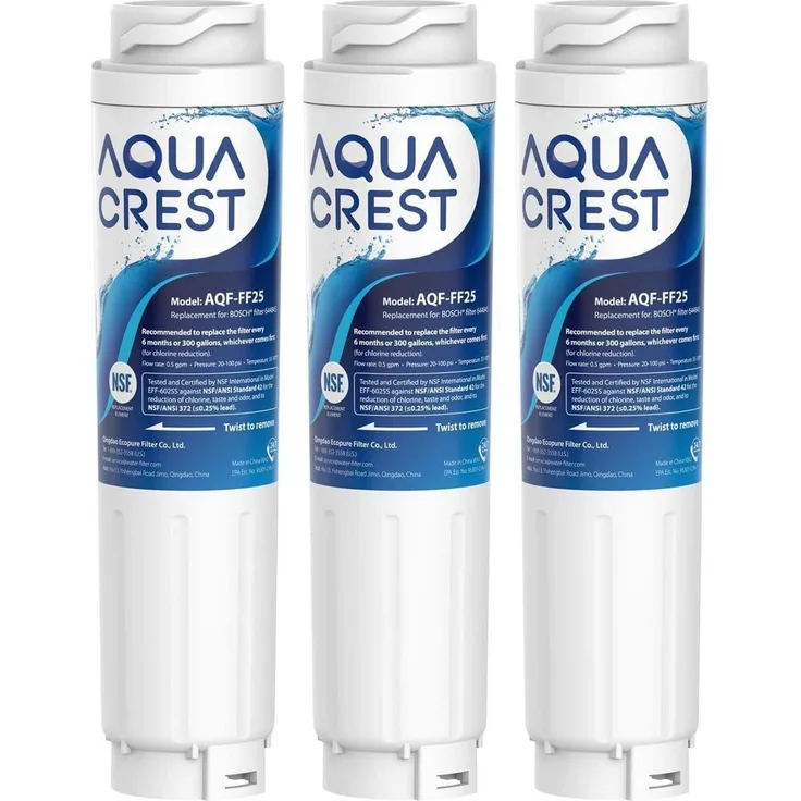 AQUA CREST Kühlschrank Wasserfilter Ersatz für Bosch Ultra Clarity 644845, 3 Stück, NSF-zertifiziert, reduziert Chlor und Geruch, für 1137 Liter frisches Wasser