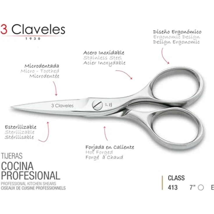 3 Claveles Master Class Küchenschere, rostfrei, 7 Zoll – Bild 3