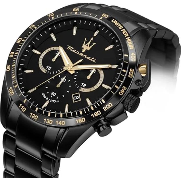 Maserati Traguardo Herrenuhr Limited Edition, Chronograph mit schwarzem Stahlarmband und goldenen Details, Quarzwerk - R8873612051 – Bild 5