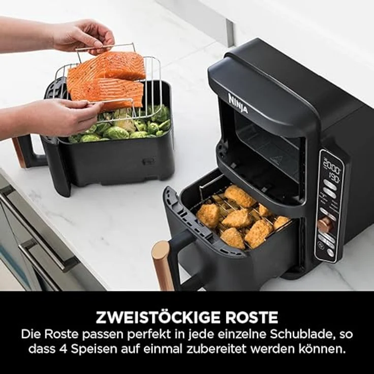 NINJA Heißluftfritteuse Double Stack XL Schwarz/Kupfer SL400EUCP, 2470,00 W – Bild 6