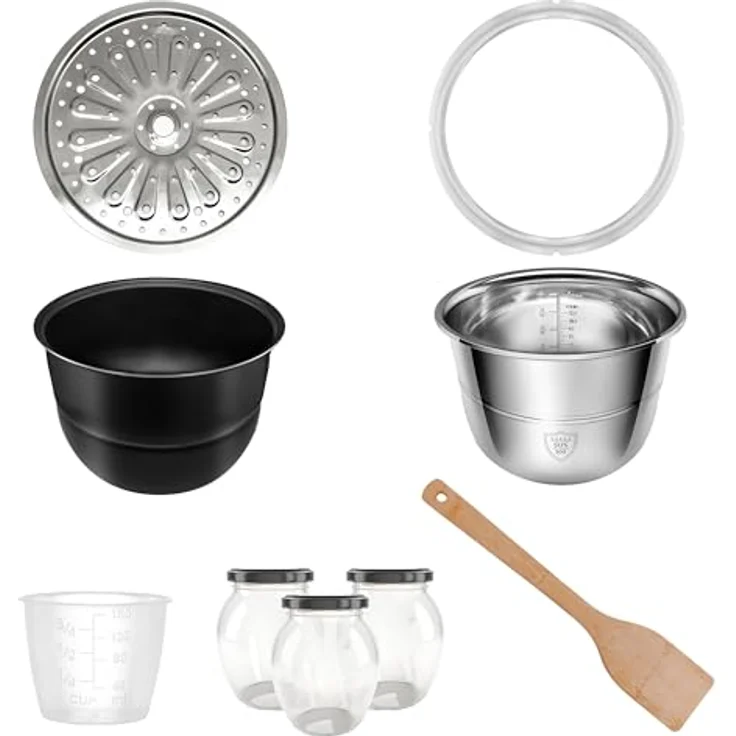 TurboTronic by Z-Line Multikocher TurboChef Pot, 1000 W, 6 l, Dampf- und Schongarer, Schwarz, mit Edelstahl- und Antihafttopf – Bild 8