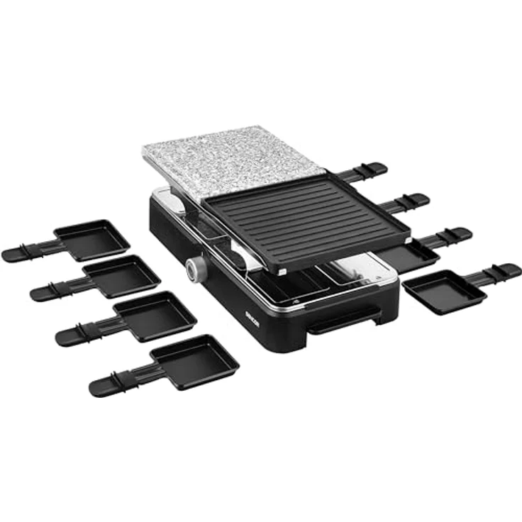 SENCOR Raclette Multifunktionsgerät Leistungsstark 1400W, Raclette 8 Personen, Grill & Griddle, EasyClean, Verstellbare Temperatur – Bild 2