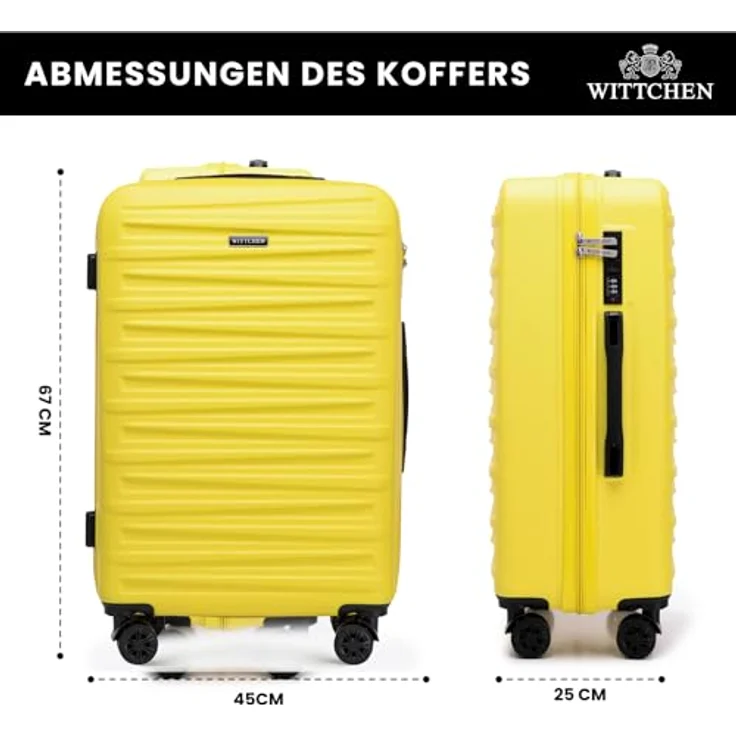 WITTCHEN Skyspeed Line Mittelgroßer Hartschalenkoffer, 67x45x26 cm, ABS, gelb, mit Kombinationsschloss und Teleskopgriff, 4 Doppelrollen – Bild 2