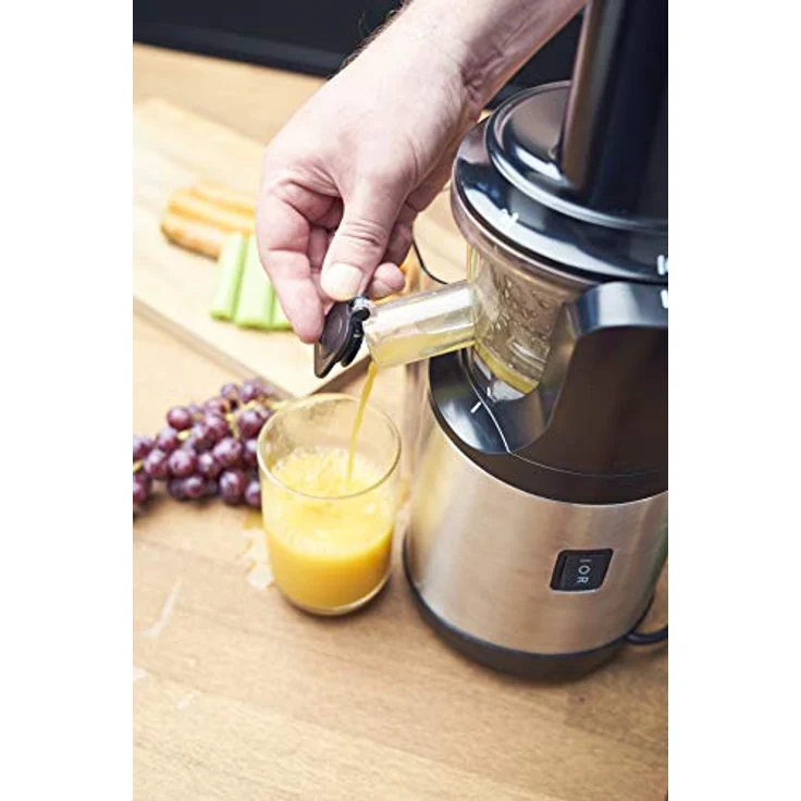 GASTROBACK 40145 Slow Juicer Advanced Vital, starker 150 Watt Motor mit 70 Umdrehungen-min, Press-Schnecke mit verstärktem Edelstahlkern, besonders leise, Edelstahl, schwarz, silber – Bild 3