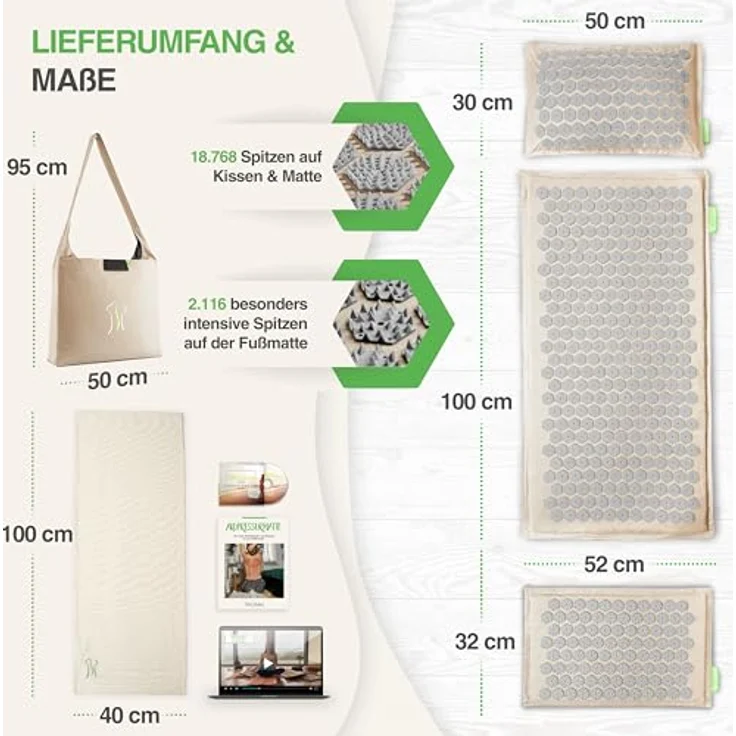 BACKLAxx® Akupressurmatte "Magnum" (5teilig, Halbleinen, Kokosfasern, Naturkautschuk) – Bild 5